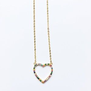Rainbow Heart  Necklace, Rainbow Necklace, Rainbow